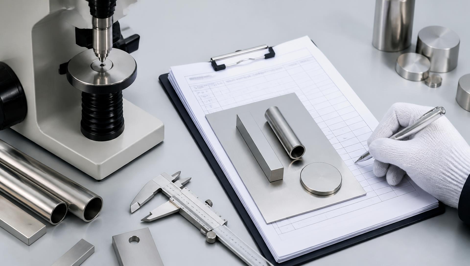 Stainless steel quality testing and certification documents